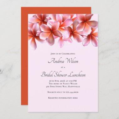 Bridal Shower Plumeria Pink Floral Invitations