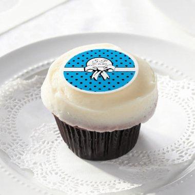 Bridal Shower Polka Dot Personalized Blue Edible Frosting Rounds