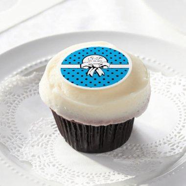 Polka Dot Personalized Blue Edible Frosting Rounds