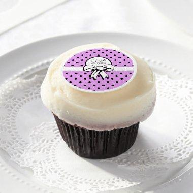 Bridal Shower Polka Dot Personalized Lavender Edible Frosting Rounds