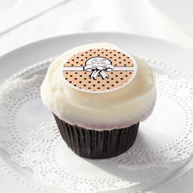 Bridal Shower Polka Dot Personalized Peach Edible Frosting Rounds