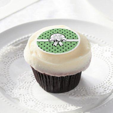 Bridal Shower Polka Dot Personalized Sage Green Edible Frosting Rounds
