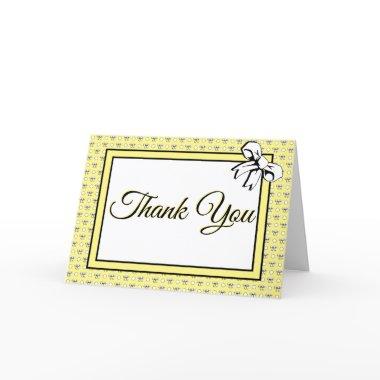 Polka Dots and Bows Butter Yellow Thank You