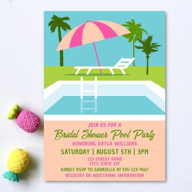 Bridal Shower Pool Party Tropical Swimming Pool Invitations