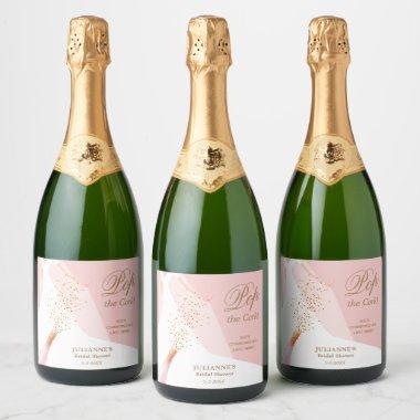 Bridal Shower Pop the Cork Blush Pink Sparkling Wine Label