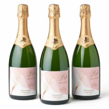 Pop the Cork Blush Pink Sparkling Wine Label