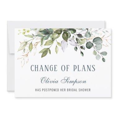 Bridal Shower Postponed Change of Plans Eucalyptus Invitations