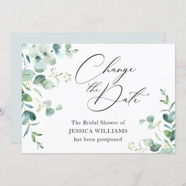 Bridal Shower Postponed Change the Date Eucalyptus Invitations