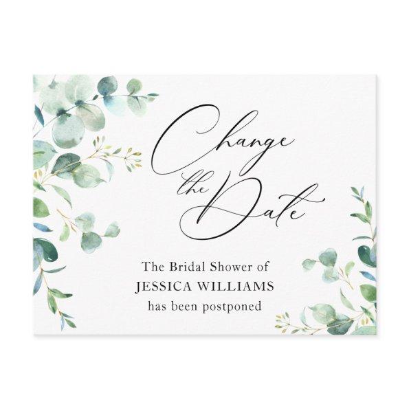 Bridal Shower Postponed Change the Date Eucalyptus PostInvitations