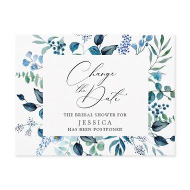 Bridal Shower Postponed Date Elegant Blue Roses PostInvitations