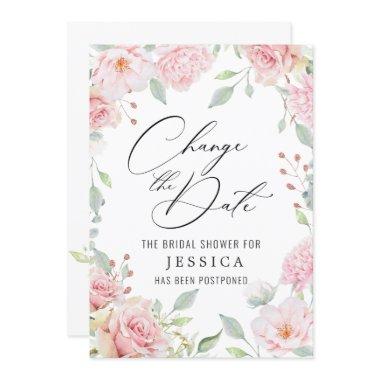 Bridal Shower Postponed Date Elegant Blush Roses Invitations