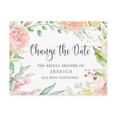 Bridal Shower Postponed Date Elegant Blush Roses PostInvitations