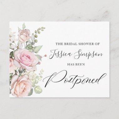 Bridal Shower Postponed Date Elegant Blush Roses PostInvitations