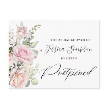 Bridal Shower Postponed Date Elegant Blush Roses PostInvitations