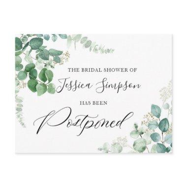 Bridal Shower Postponed Date Elegant Eucalyptus PostInvitations