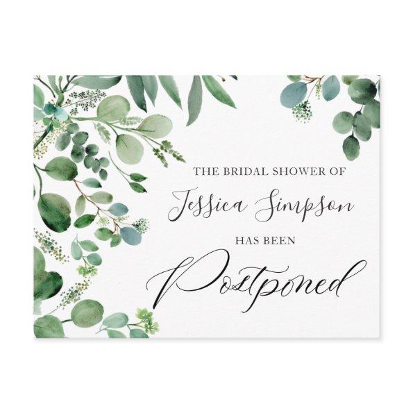 Bridal Shower Postponed Date Elegant Eucalyptus PostInvitations