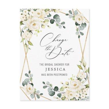 Postponed Date Elegant White Roses Post