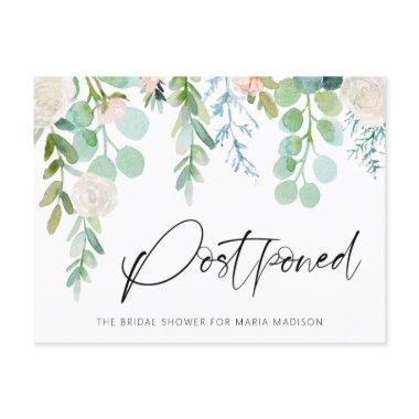 Bridal Shower Postponed Watercolor Floral Greenery Announcement PostInvitations