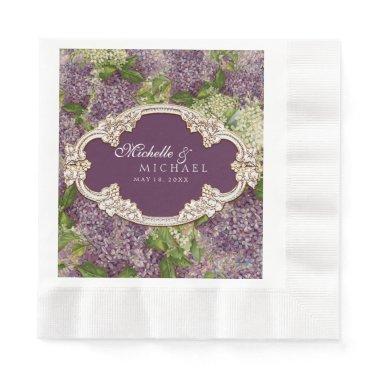 Pretty Lilacs Wedding Vintage Gold Paper Napkins