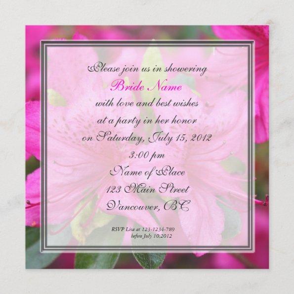 bridal shower pretty pink azalea flowers Invitations