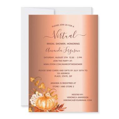 Bridal Shower pumpkin fall copper country virtual Invitations