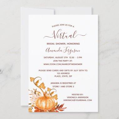 Bridal Shower pumpkin fall golden country virtual Invitations