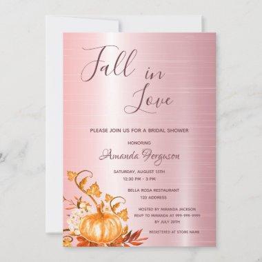 Bridal Shower pumpkin fall love blush pink Invitations