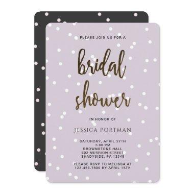 Bridal Shower Purple and Gray with Pretty Confetti Invitations