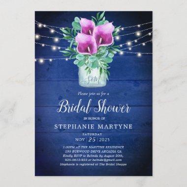 Bridal Shower Purple Calla Lily Lights Floral Invitations