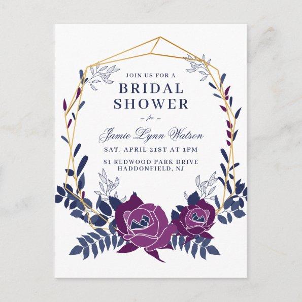 Bridal Shower | Purple Floral Frame PostInvitations