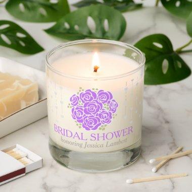 Bridal shower purple flower grey showering hearts scented candle