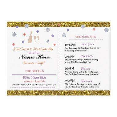 Bridal Shower Purple Gold Itinerary Bachelorette Program