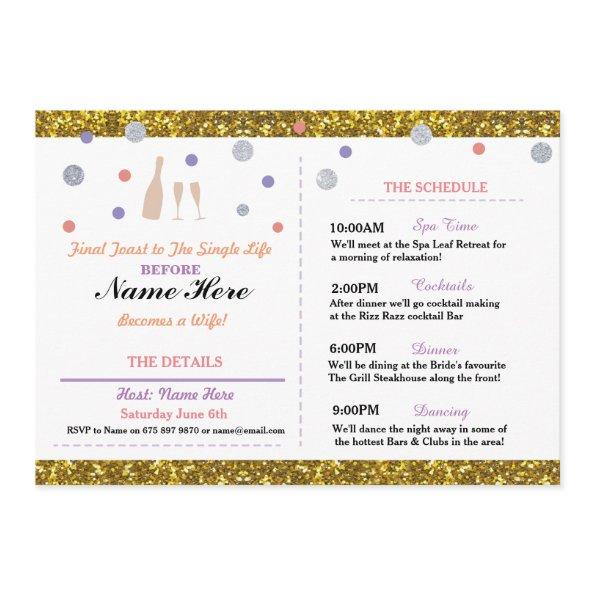 Purple Gold Itinerary Bachelorette Program