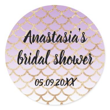 Purple Gold Mermaid Glitter Sparkles Classic Round Sticker