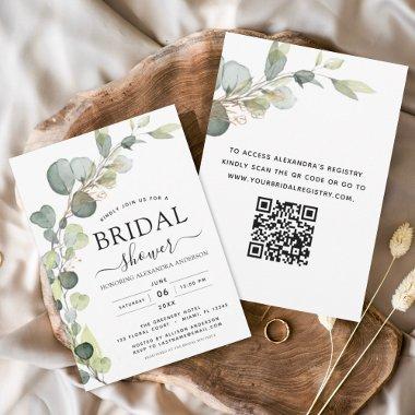 Bridal Shower QR Code Greenery Eucalyptus Invitations