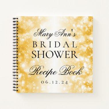 Bridal Shower Recipe Book Gold Shimmer Lights