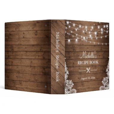 Recipe Book Rustic Twinkle Lights 3 Ring Binder