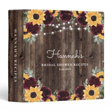 Recipe Book Sunflower and Roses 3 Ring Binder