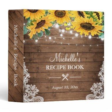 Recipe Book Sunflower String Lights 3 Ring Binder