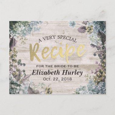 Bridal Shower Recipe Botanical Floral Rustic Wood Invitation PostInvitations