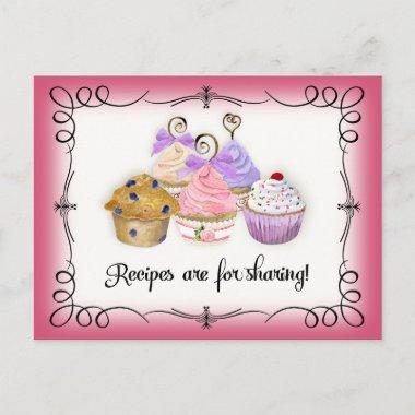 Bridal Shower Recipe Invitations Cupcakes Scrolls Retro
