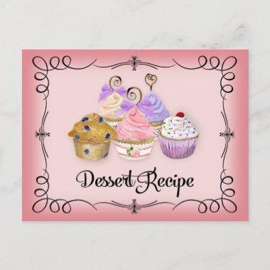 Bridal Shower Recipe Invitations Cupcakes Scrolls Retro