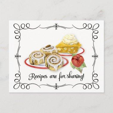 Bridal Shower Recipe Invitations Desserts Scrolls Retro
