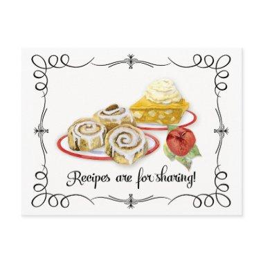 Bridal Shower Recipe Invitations Desserts Scrolls Retro