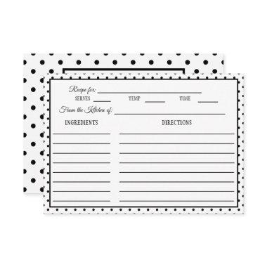 Bridal Shower Recipe Invitations Polka Dot Black & White