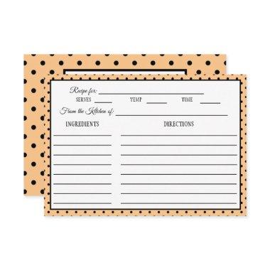 Bridal Shower Recipe Invitations Polka Dot Peach