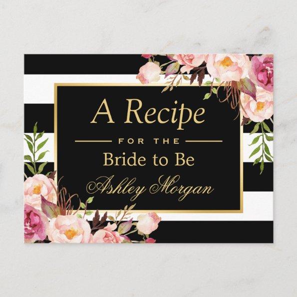 Bridal Shower Recipe Invitations Vintage Floral Stripes