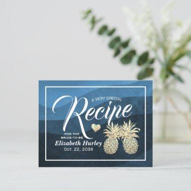 Bridal Shower Recipe Chic Gold Pineapple Navy Blue Invitation PostInvitations