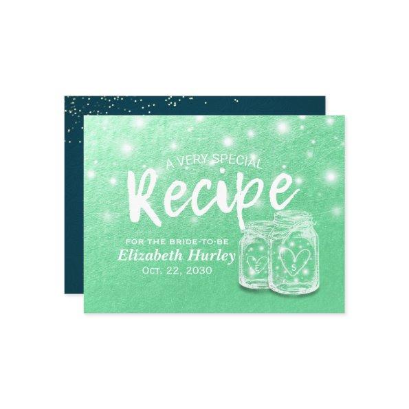 Recipe Couple Mason Jars Green Gold Invitation Post