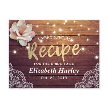 Bridal Shower Recipe Floral String Light Wood Lace Invitation PostInvitations